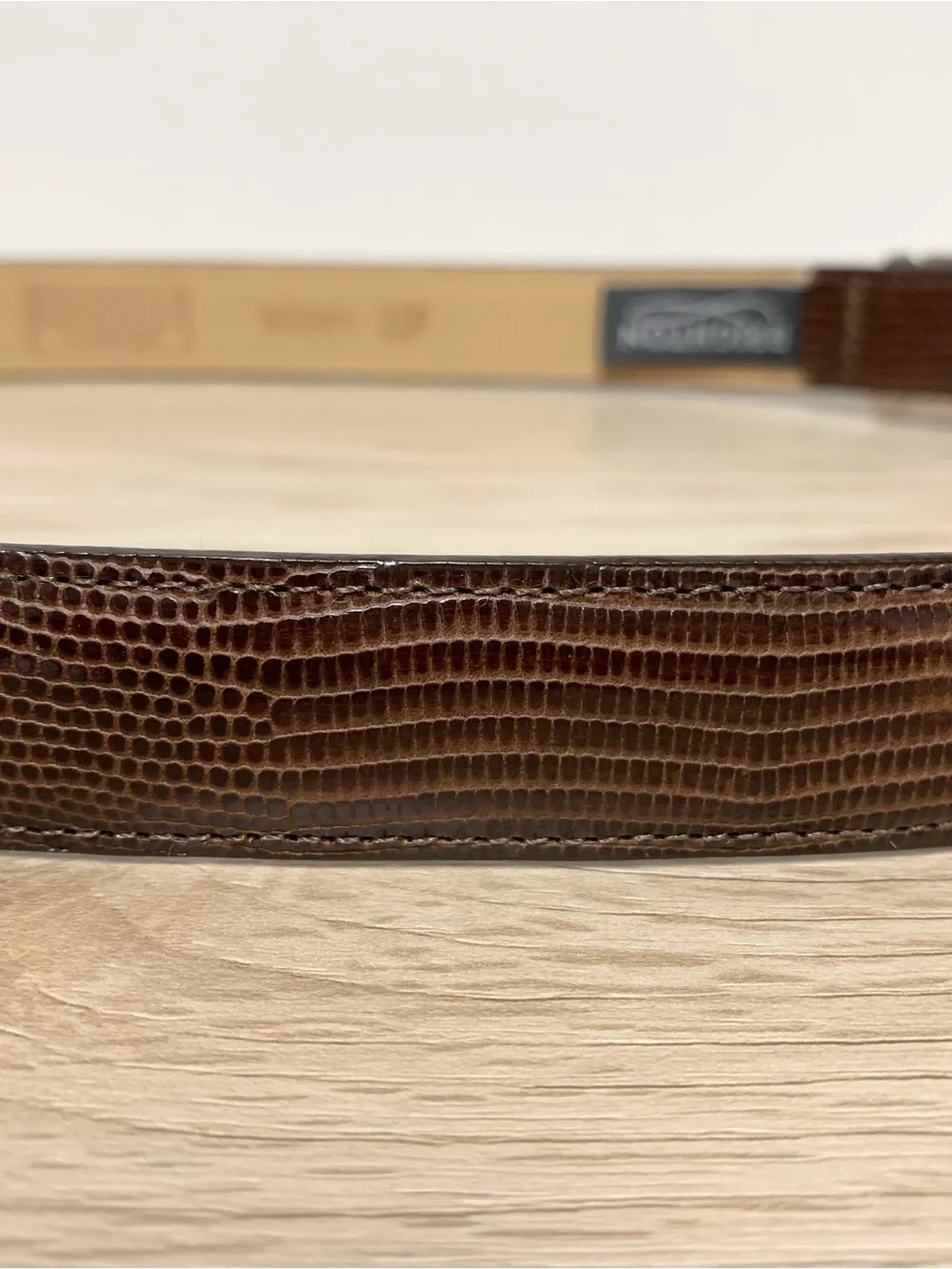 Brighton Belt Womens 32 Brown Lizard Embossed Leather Silver Rope Medium/Large